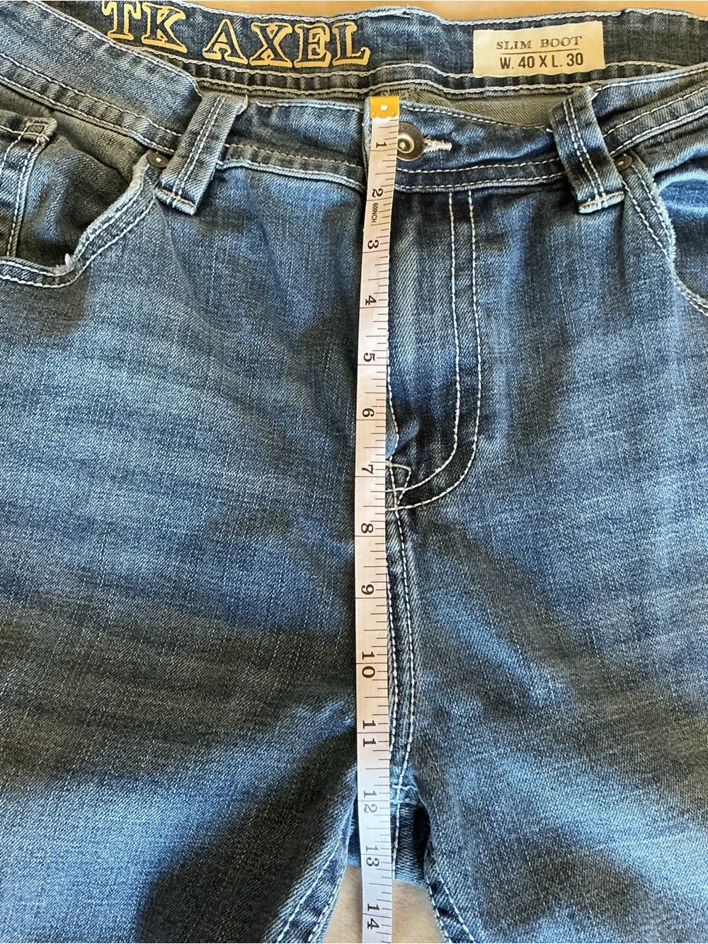 TK Axel Slim Boot Mens Stretch Blue Jeans Medium Wash Size 40x30